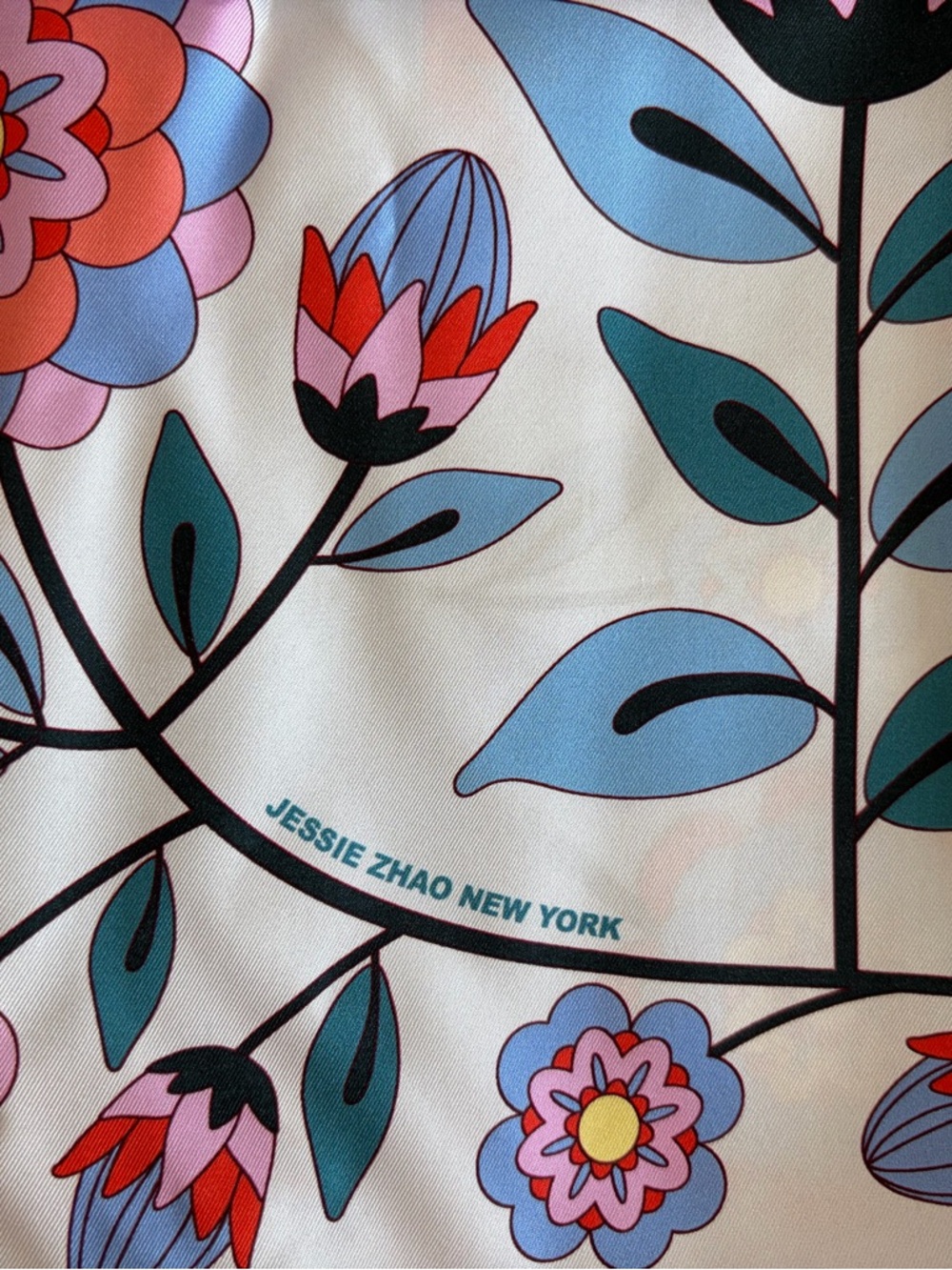 RESERVED JESSIE ZHAO NEW YORK Scarf Mulberry Silk Pink Garden Floral Luxury Gift - Picture 5 of 16